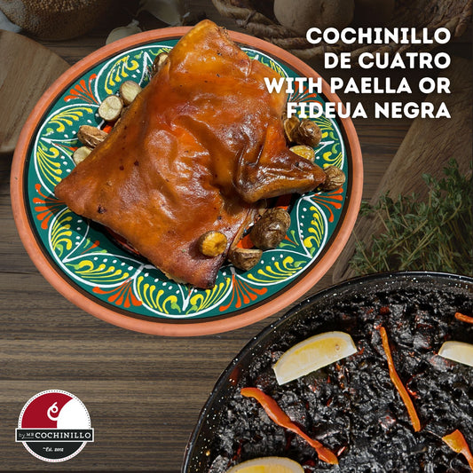 Cochinillo de Cuatro with Paella or Fideua Negra